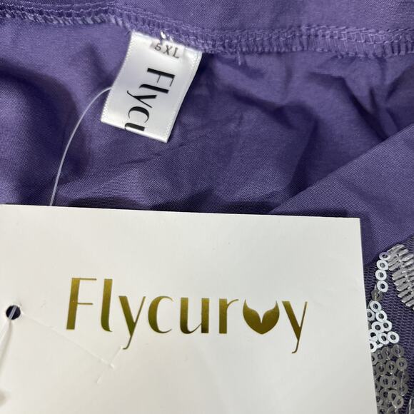 Flycurvy Women’s Purple Embroidered Button Front Blouse Top Plus Size 5XL - Picture 4 of 7